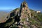 View of mountainous landscape and rock formations from the mirador viewpoint Degollada de Peraza, La Gomera, Canary Islands