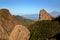 View of mountainous landscape and rock formations from the mirador viewpoint Degollada de Peraza, La Gomera, Canary Islands