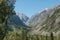 View of the mountainous landscape and scenery in Ala Archa National Park, a popular hiking destination near Bishkek, Kyrgyzstan