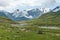 View of mountainous landscape and scenery on a popular tourist hike near Bokonbayevo, Kyrgyzstan