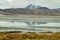 View of mountains and Aguas calientes salt Lake in Sico Pass