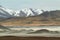 View of mountains and Aguas calientes salt Lake in Sico Pass, Chile