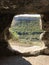 View of the mountains from the cave window. Cave city of ancient Christians Kachi Kalon