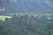 View of the mountains, fields and forests of Bastei Natural Park