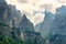 View of mountains from Gardena pass, Dolomites Alps , Italy, Europe