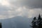 View of the mountains, Giewont, clouds over the mountains, conifers