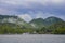 The view of mountains on the Lake Kawaguchi. It is the second largest of the Fuji Five Lakes in terms of surface area