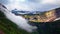 View of the mountains from Logan`s Pass in Glacier National Park Montana