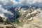 View of mountains from Marmolada summit in Dolomites, Italy