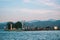 View of the mountains and the port. Batumi,  Georgia. View of the lighthouse.