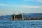 View of the mountains and the port. Batumi,  Georgia. View of the lighthouse.