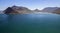 View of the mountains and the sea coast of the Bay and the settlement of Houtbay in the Western Cape