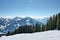 View on the mountains from a ski piste