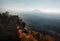 A view of the mountainside. Trees in autumn