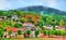 View of Moyenmoutier, a town in the Vosges Mountains - France