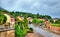 View of Moyenmoutier, a town in the Vosges Mountains - France