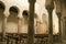 View of the mozarabic arcade in the chruch of San Cebrian de Mazote located in the province of Valladolid Spain