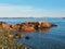 View on Mt. Baker from the rocky beach on Vancouver Island, Can