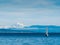 View on Mt. Baker from Vancouver Island, Canada, with sailboats