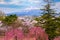 View of Mt. Iwaki with Full bloom Sakura - Cherry Blossom at Hirosaki park, Japan