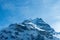 View from Muerren, a village in Switzerland, to the mountains Eiger and Moench