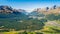 View from Muottas Muragl of Celerina and Engadine Lakes Switzerland