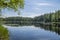 View of The Mustalampi Pond in summer, Nuuksio National Park, Espoo, Finland