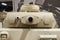 View of the muzzle section of a world war II tank gun. Tanks of the Axis. Armored vehicle, weapons of war. Tank of the second worl