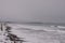 View of Nantasket beach during a winter storm