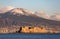 View of Naples with Vesuvius mount with snow