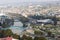 View from the Narikala hill of the new Tbilisi, the house of justice, the bridge of peace