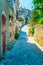 View of a narrow street in the historical center of Les Baux de Provence, France