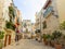 View of a narrow sunny street in the city Bari