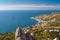 View from nearest mountains on wonderful Blue Bay near Simeiz town Crimea