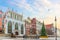 View on the Neptune`s Fountain and the the Artus Court facade in Long Market, Gdansk, Poland, no people