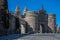 View at the New Bisagra Gate, a monumental moorish main gate entrance on Toledo fortress