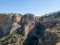 View at the New Bridge above the gauge and the natural geological phenomenon, erosion cliffs around the city, a iconic and