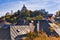 View at New Castle from Horna Ruzova street in Banska Stiavnica town during autumNew Castle in Banska Stiavnica town during autumn