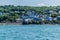 A view from New Quay Bay towards the outskirts of the town at New Quay, Wales