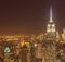 The view of new york manhattan during sunset hours