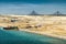 View from the newly opened extension channel of the Suez Canal t