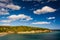 View of Newport Cove and rocky cliffs in Acadia National Park, M