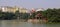 View of the Ngoc Son temple on Hoan Kiem lake in Hanoi, Vietnam