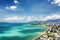 View of Nha Trang Bay with beautiful colors of water in Vietnam