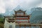 View of nice building and Tianmen cave in Tianmen mountain