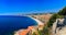 View of Nice cityscape onto the Old Town Vieille Ville in Nice French Riviera on Mediterranean Sea, Cote d\'Azur, France