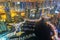 View on night highlighted luxury Dubai Marina from the 52nd floor,Dubai,United Arab Emirates