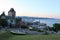 View and Night scene in Old Quebec. Tourism in Quebec city and Canada in the summer. St-Laurent River and Old Quebec.