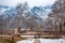 The view of Nishat Bagh Mughal Garden during winter season, Srinagar, Kashmir, India