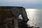 View of Normandy`s cliffs Etretat - sunset. nature, ocean, rock and sky.